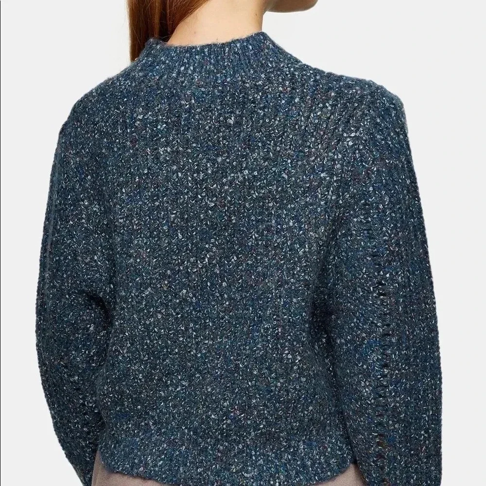 TopShop Neppy Pointelle Mockneck Sweater Top Blue